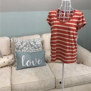 LOFT Sunwashed Orang and Tan Short Sleeve Tee
